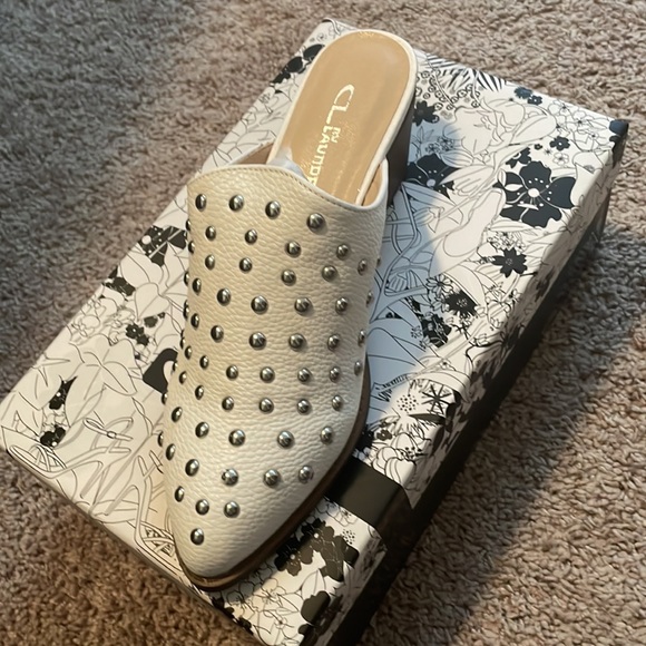 New CL by Laundry Cooper white studded heeled mules - Picture 8 of 11